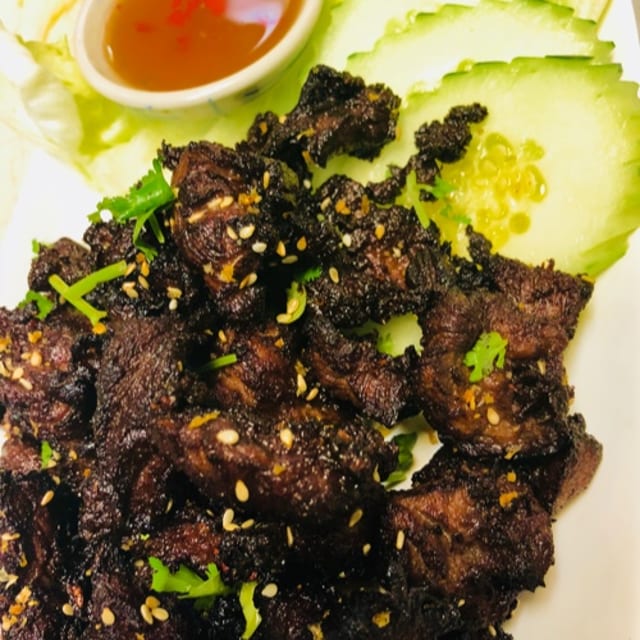 Crispy Beef w/ Sticky Rice.